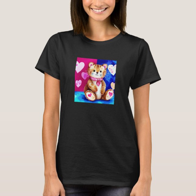Valentine's Day Liebe Herzstück Katze Teddy Girlfr T-Shirt (Vorderseite)