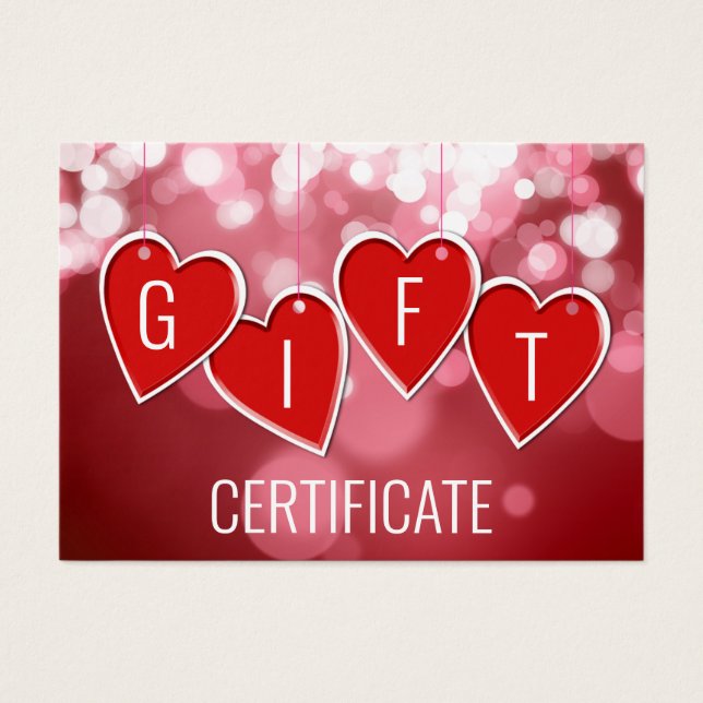 Valentine's Day Liebe Red Hearts Geschenkgutschein (Vorderseite)