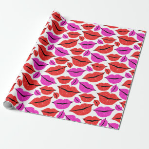 Valentine's Day Lips Muster Geschenkpapier