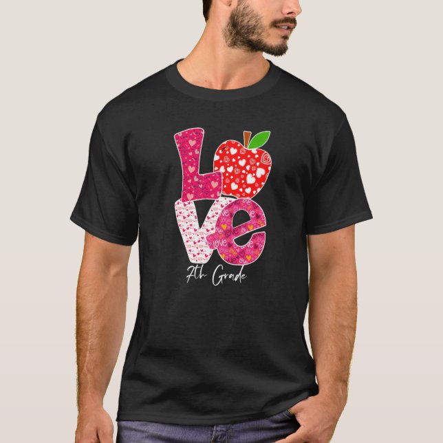 Valentines Day Love 7th Grade Squad Teacher Kids O T-Shirt (Vorderseite)