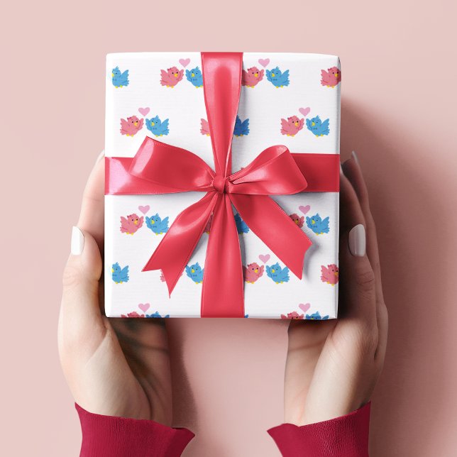 Valentine's Day Love Birds Pattern Wrapping Paper Geschenkpapier (Von Creator hochgeladen)