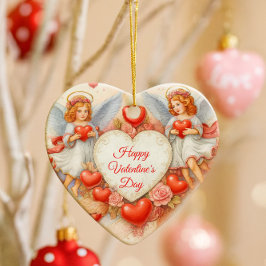 Valentine's Day Love Cherub Angels  Keramik Ornament
