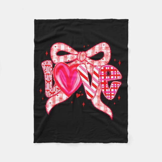 Valentines Day Love Funny Coquette Bow Checkered N Fleecedecke (Vorderseite)