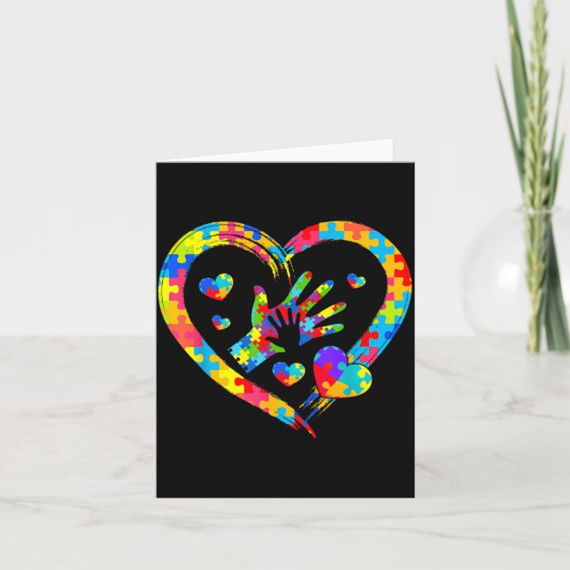 Valentines Day Love Heart Autism Awareness Puzzle  Karte (Vorderseite)