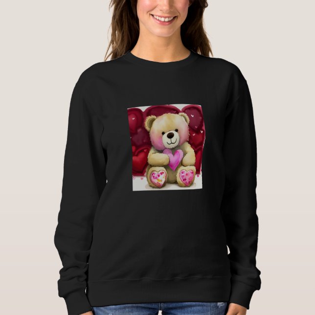 Valentine's Day Love Heart Bear Teddy Girlfriend F Sweatshirt (Vorderseite)