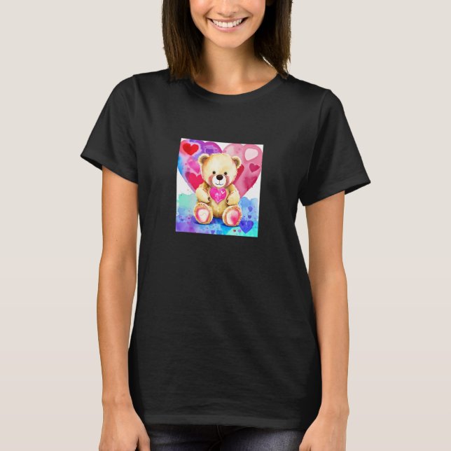 Valentine's Day Love Heart Bear Teddy Girlfriend F T-Shirt (Vorderseite)