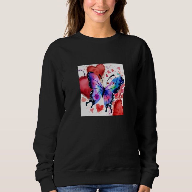 Valentine's Day Love Heart Butterfly Girlfriend Fi Sweatshirt (Vorderseite)