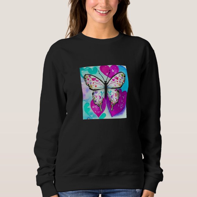 Valentine's Day Love Heart Butterfly Girlfriend Fi Sweatshirt (Vorderseite)