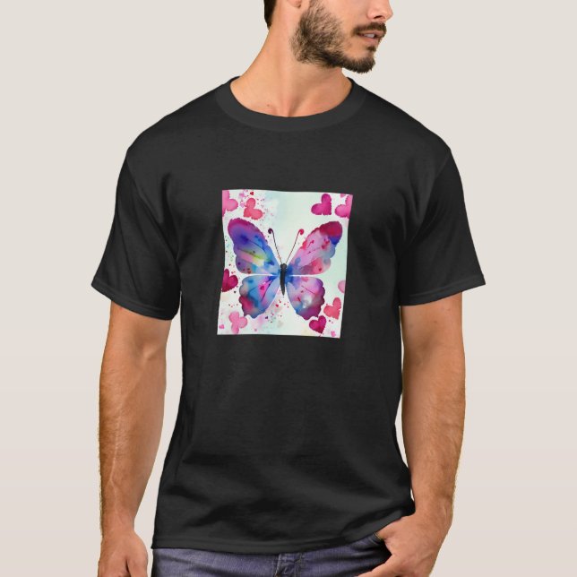 Valentine's Day Love Heart Butterfly Girlfriend Fi T-Shirt (Vorderseite)