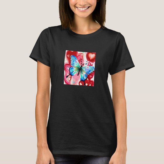 Valentine's Day Love Heart Butterfly Girlfriend Fi T-Shirt (Vorderseite)
