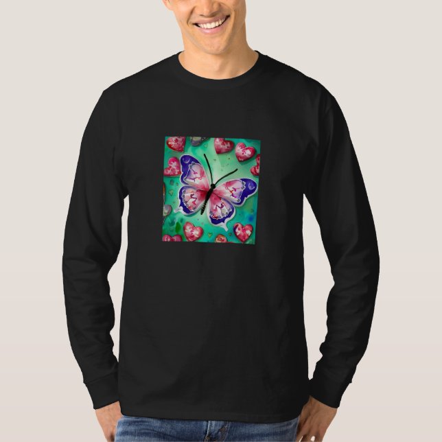 Valentine's Day Love Heart Butterfly Girlfriend Fi T-Shirt (Vorderseite)
