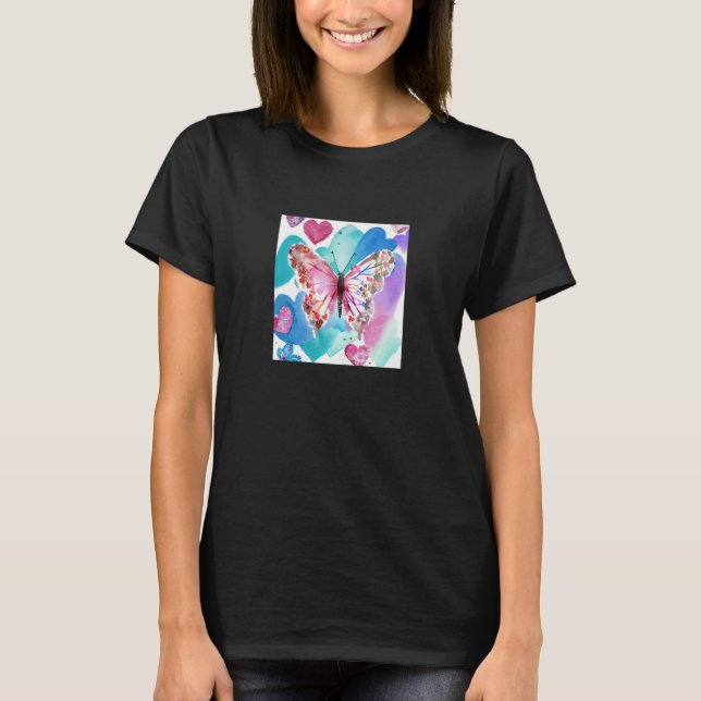 Valentine's Day Love Heart Butterfly Girlfriend Fi T-Shirt (Vorderseite)