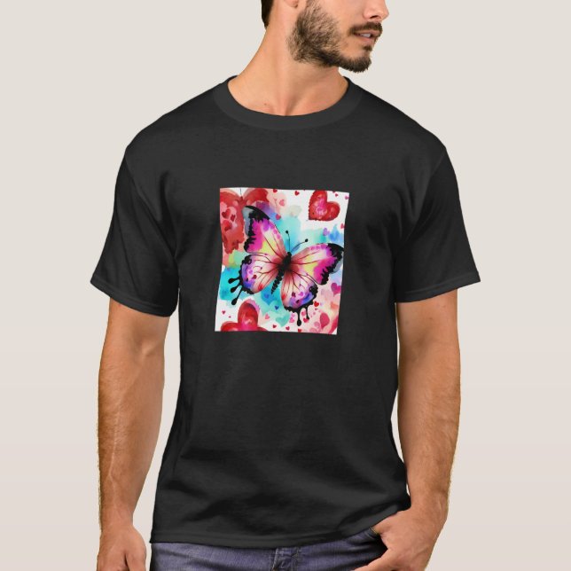 Valentine's Day Love Heart Butterfly Girlfriend Fi T-Shirt (Vorderseite)