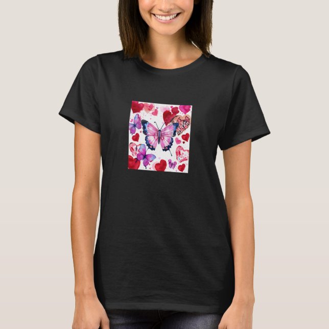 Valentine's Day Love Heart Butterfly Girlfriend Fi T-Shirt (Vorderseite)