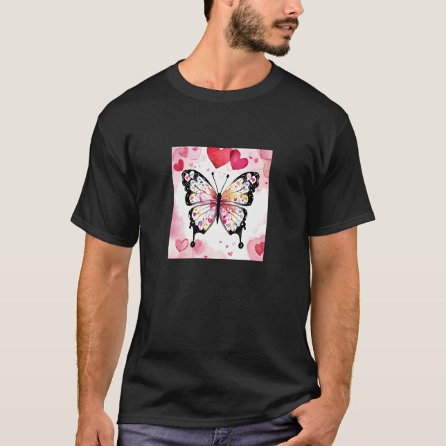 Valentine's Day Love Heart Butterfly Girlfriend Fi T-Shirt (Vorderseite)
