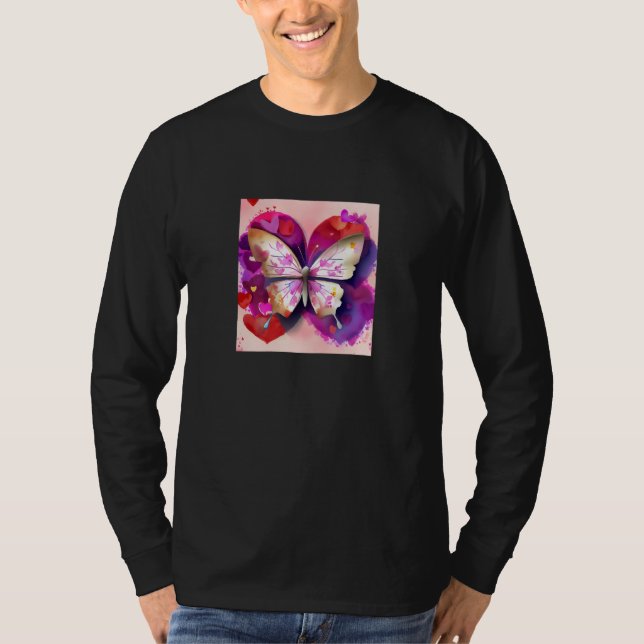 Valentine's Day Love Heart Butterfly Girlfriend Fi T-Shirt (Vorderseite)