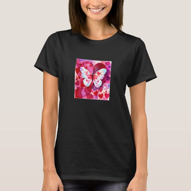 Valentine's Day Love Heart Butterfly Girlfriend Fi T-Shirt (Vorderseite)