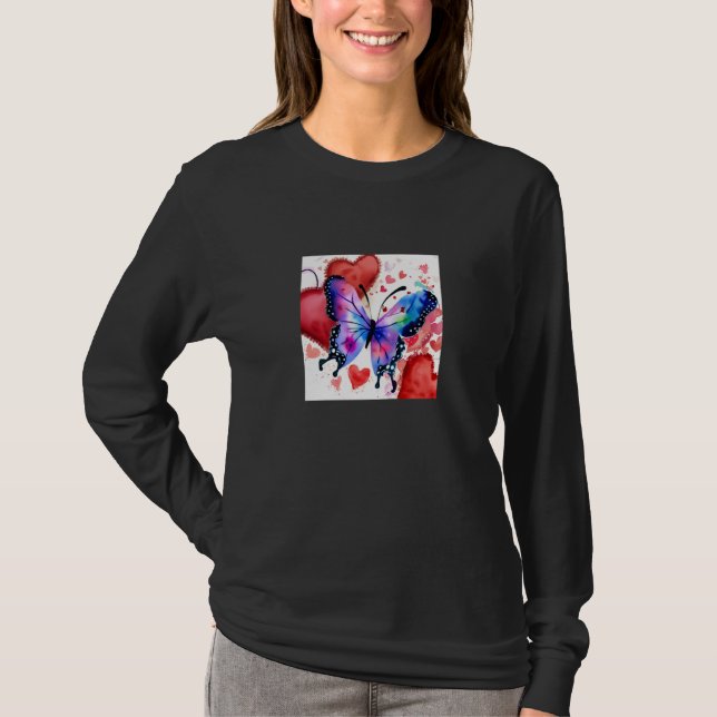 Valentine's Day Love Heart Butterfly Girlfriend Fi T-Shirt (Vorderseite)