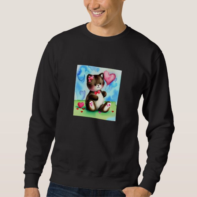 Valentine's Day Love Heart Cat Teddy Girlfriend Fi Sweatshirt (Vorderseite)