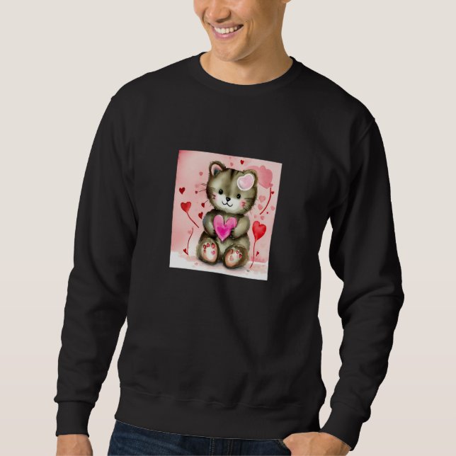Valentine's Day Love Heart Cat Teddy Girlfriend Fi Sweatshirt (Vorderseite)