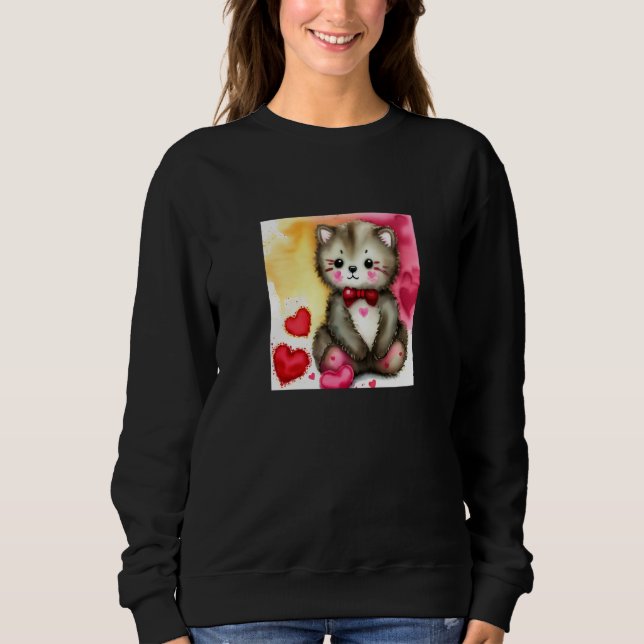 Valentine's Day Love Heart Cat Teddy Girlfriend Fi Sweatshirt (Vorderseite)