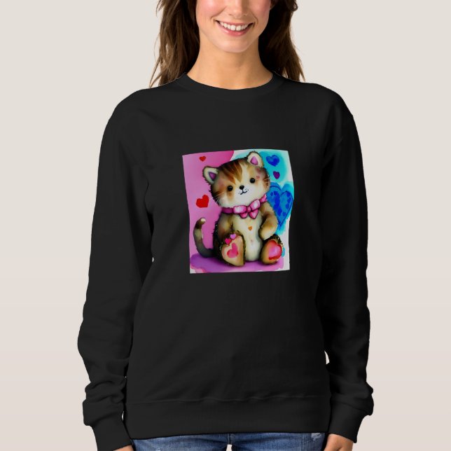Valentine's Day Love Heart Cat Teddy Girlfriend Fi Sweatshirt (Vorderseite)