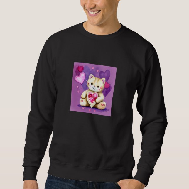 Valentine's Day Love Heart Cat Teddy Girlfriend Fi Sweatshirt (Vorderseite)