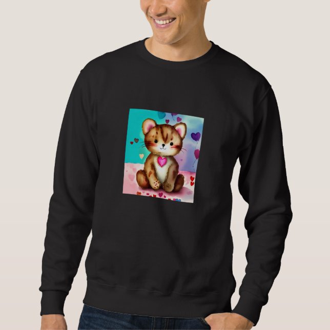 Valentine's Day Love Heart Cat Teddy Girlfriend Fi Sweatshirt (Vorderseite)