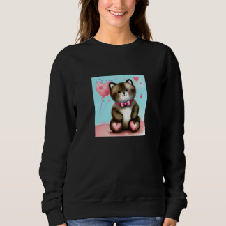 Valentine's Day Love Heart Cat Teddy Girlfriend Fi Sweatshirt