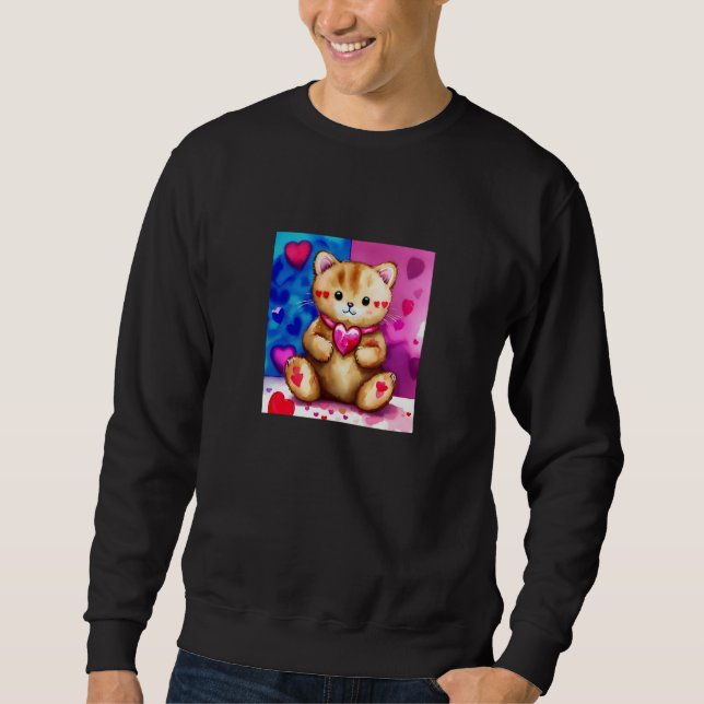 Valentine's Day Love Heart Cat Teddy Girlfriend Fi Sweatshirt (Vorderseite)