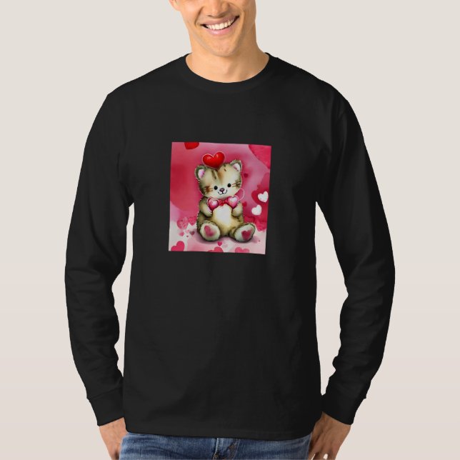 Valentine's Day Love Heart Cat Teddy Girlfriend Fi T-Shirt (Vorderseite)