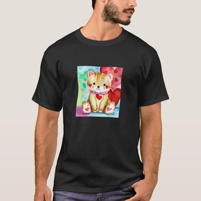 Valentine's Day Love Heart Cat Teddy Girlfriend Fi T-Shirt (Vorderseite)