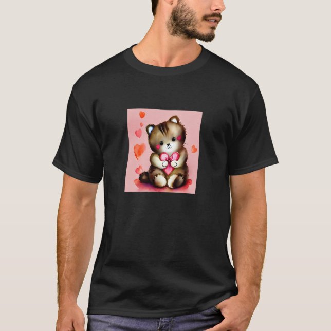 Valentine's Day Love Heart Cat Teddy Girlfriend Fi T-Shirt (Vorderseite)