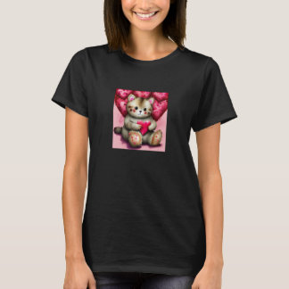 Valentine's Day Love Heart Cat Teddy Girlfriend Fi T-Shirt
