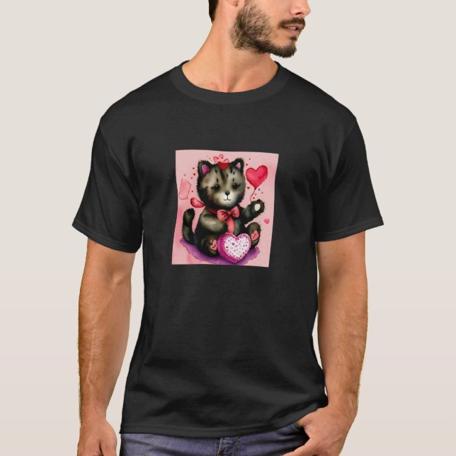 Valentine's Day Love Heart Cat Teddy Girlfriend Fi T-Shirt (Vorderseite)