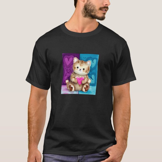 Valentine's Day Love Heart Cat Teddy Girlfriend Fi T-Shirt (Vorderseite)