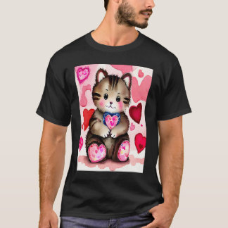 Valentine's Day Love Heart Cat Teddy Girlfriend Fi T-Shirt