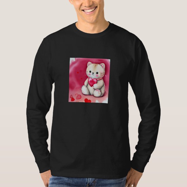 Valentine's Day Love Heart Cat Teddy Girlfriend Fi T-Shirt (Vorderseite)