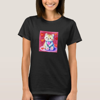 Valentine's Day Love Heart Cat Teddy Girlfriend Fi T-Shirt