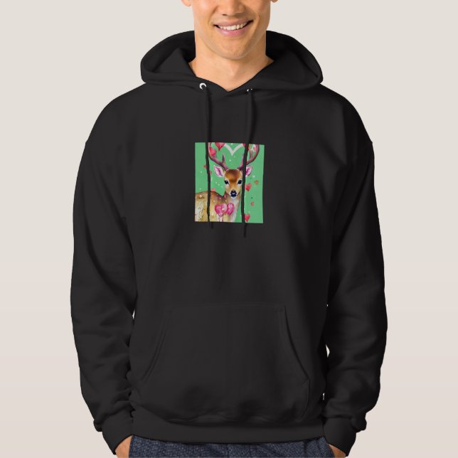 Valentine's Day Love Heart Cute Deer Girlfriend Fi Hoodie (Vorderseite)
