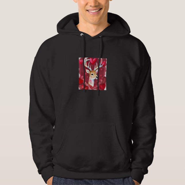 Valentine's Day Love Heart Cute Deer Girlfriend Fi Hoodie (Vorderseite)