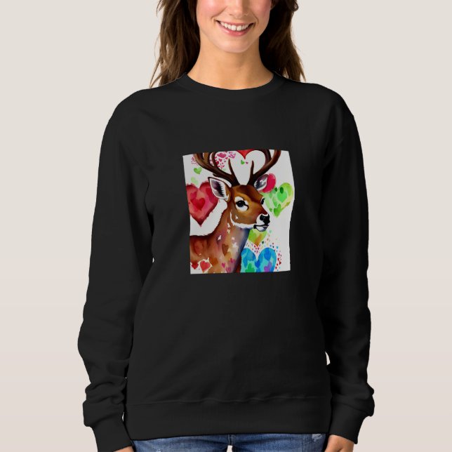 Valentine's Day Love Heart Cute Deer Girlfriend Fi Sweatshirt (Vorderseite)
