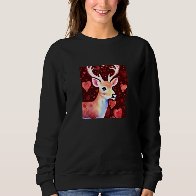 Valentine's Day Love Heart Cute Deer Girlfriend Fi Sweatshirt (Vorderseite)
