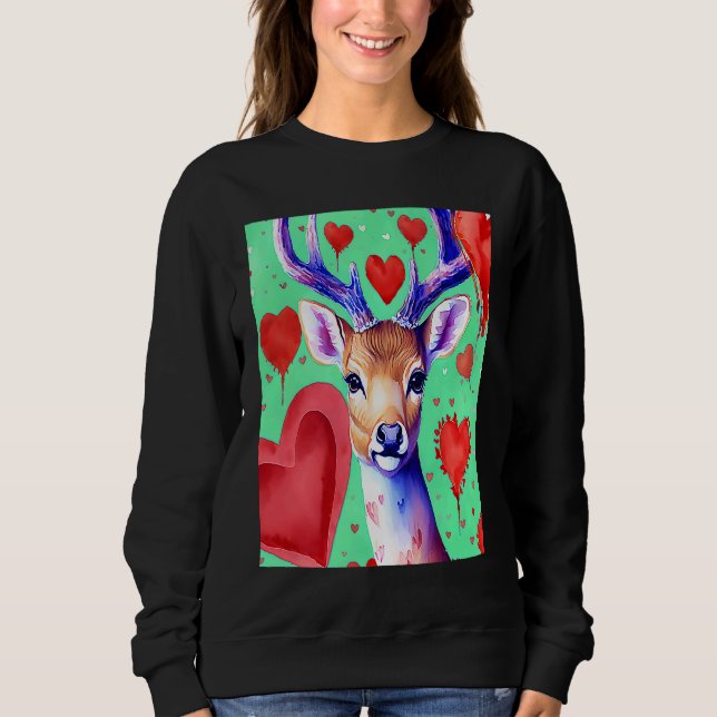 Valentine's Day Love Heart Cute Deer Girlfriend Fi Sweatshirt (Vorderseite)