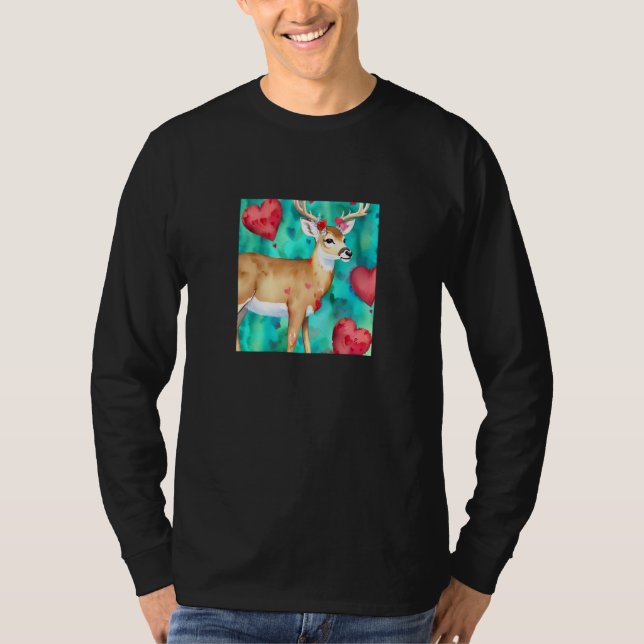 Valentine's Day Love Heart Cute Deer Girlfriend Fi T-Shirt (Vorderseite)