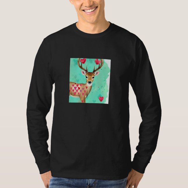 Valentine's Day Love Heart Cute Deer Girlfriend Fi T-Shirt (Vorderseite)
