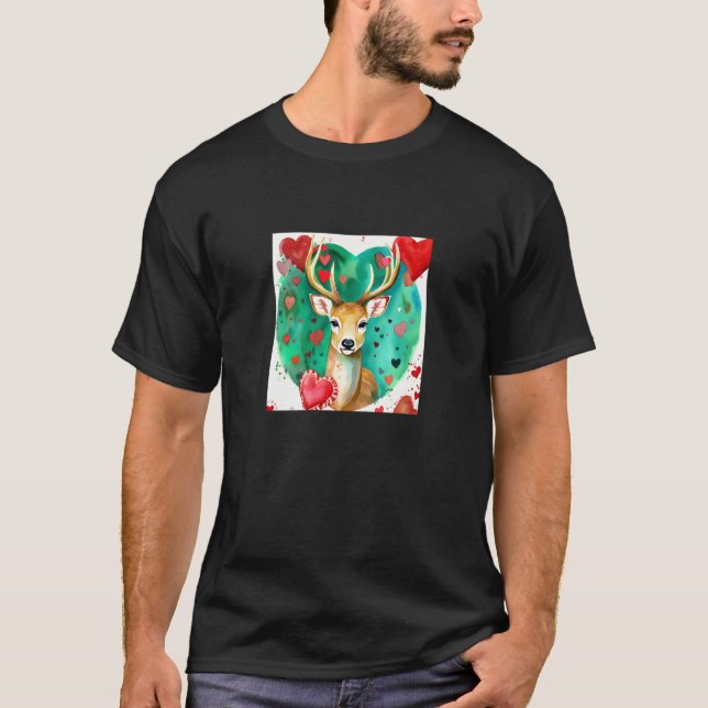 Valentine's Day Love Heart Cute Deer Girlfriend Fi T-Shirt (Vorderseite)