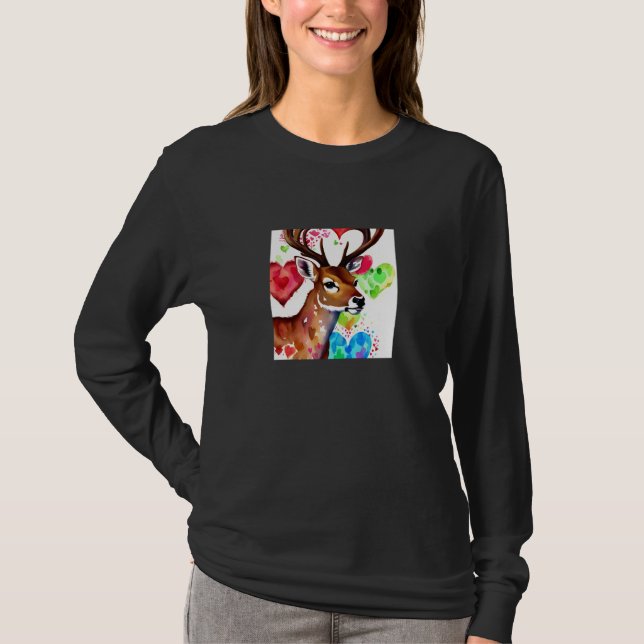 Valentine's Day Love Heart Cute Deer Girlfriend Fi T-Shirt (Vorderseite)