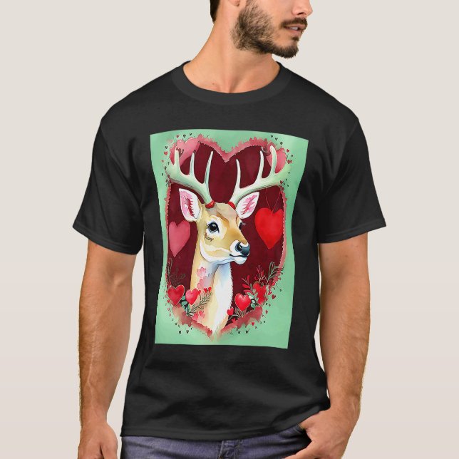 Valentine's Day Love Heart Cute Deer Girlfriend Fi T-Shirt (Vorderseite)