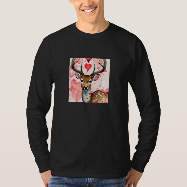 Valentine's Day Love Heart Cute Deer Girlfriend Fi T-Shirt (Vorderseite)